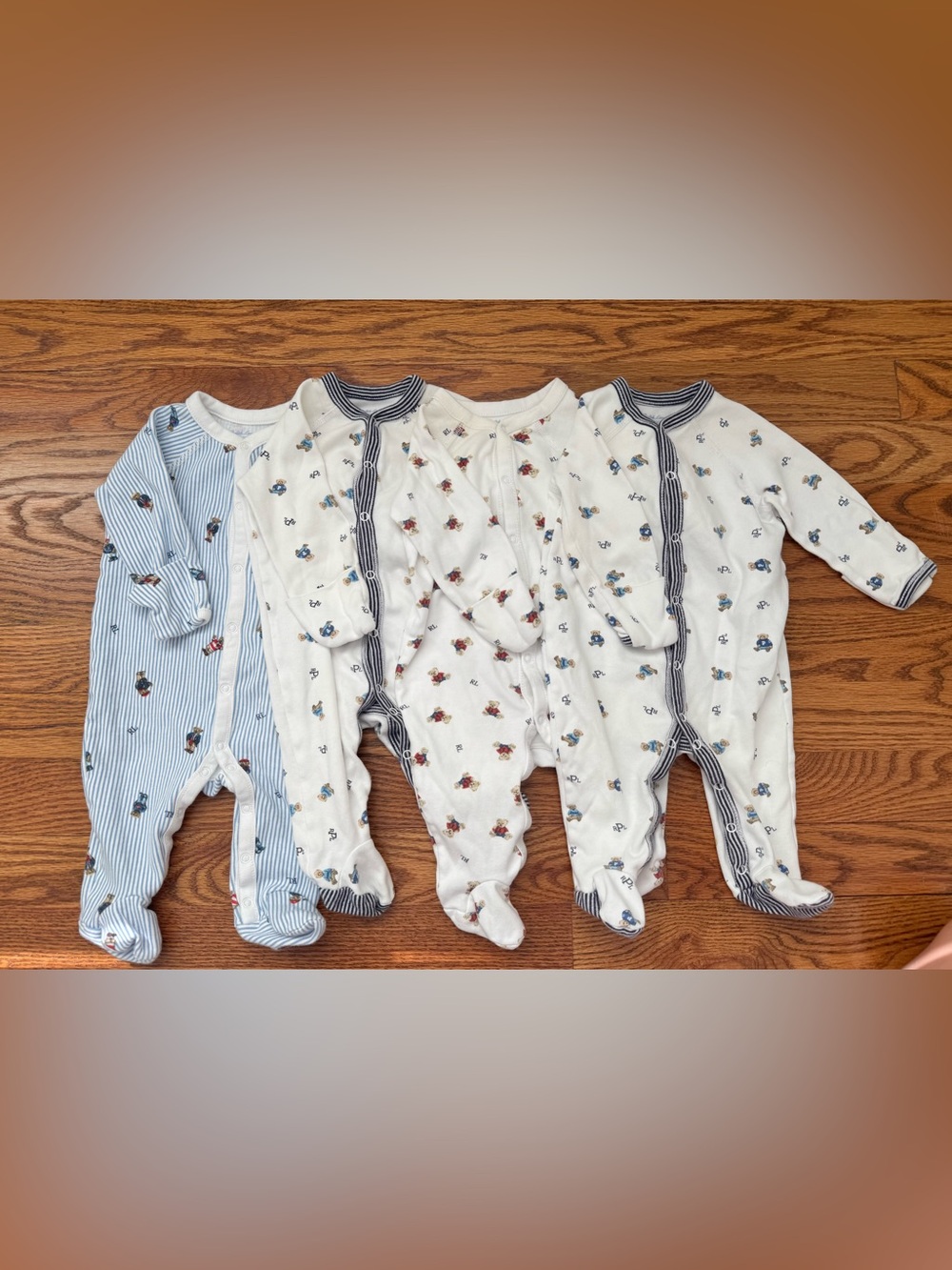 Polo Ralph Lauren Printed Cotton Footie - 4 Piece Bundle